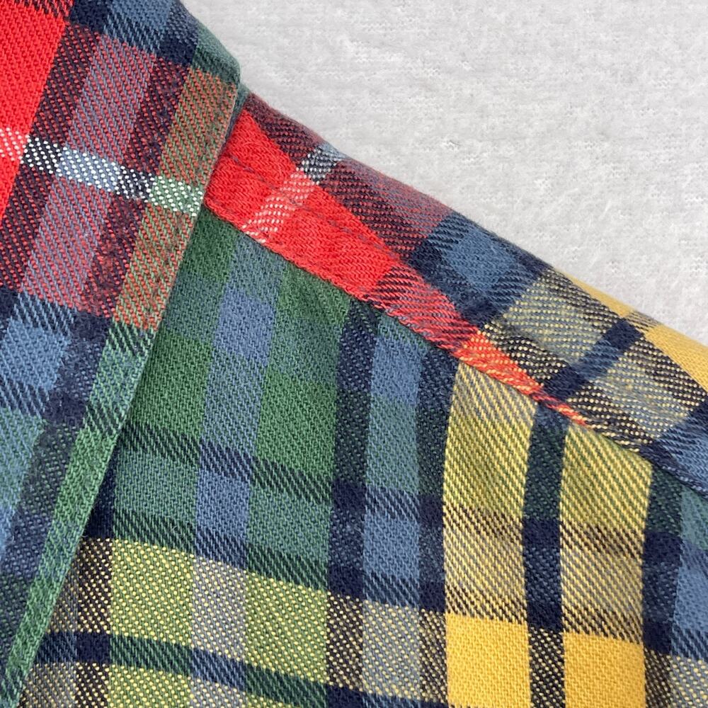 LL BEAN Shirt Mens M Scotch Plaid Flannel Slightly Fitted Button Down Red Green - Picture 7 of 14